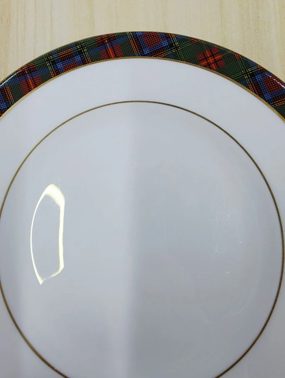 Wedgwood Ralph Lauren Highland Pattern Salad Plate Green Red Tartan Border